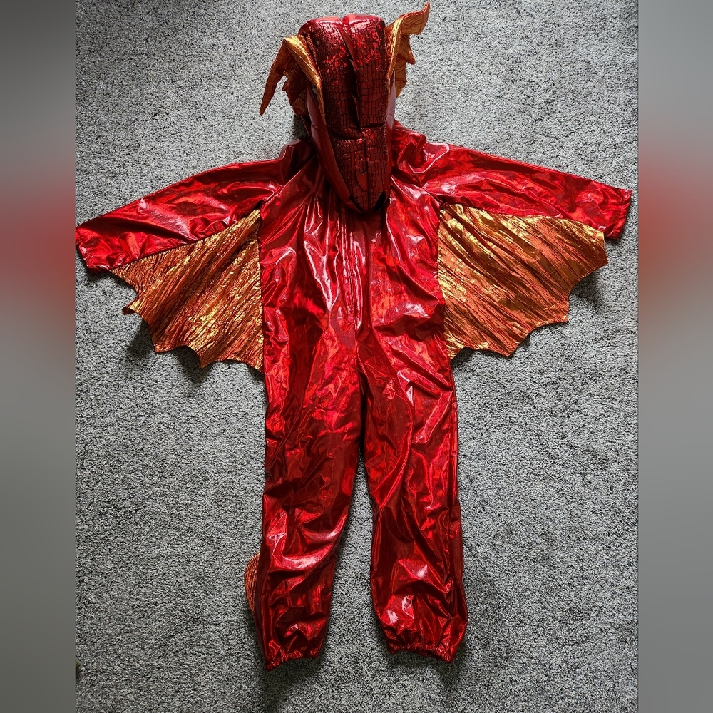Pottery Barn Kids Size 4-6 Shimmering Red and Orange Dragon Costume